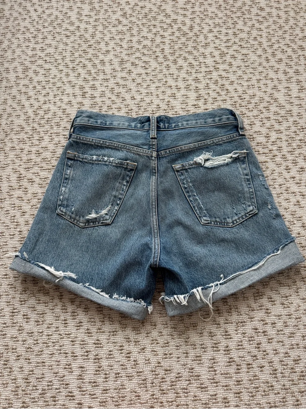 AGOLDE Parker Long  Distressed Roll-Cuff Denim Shorts